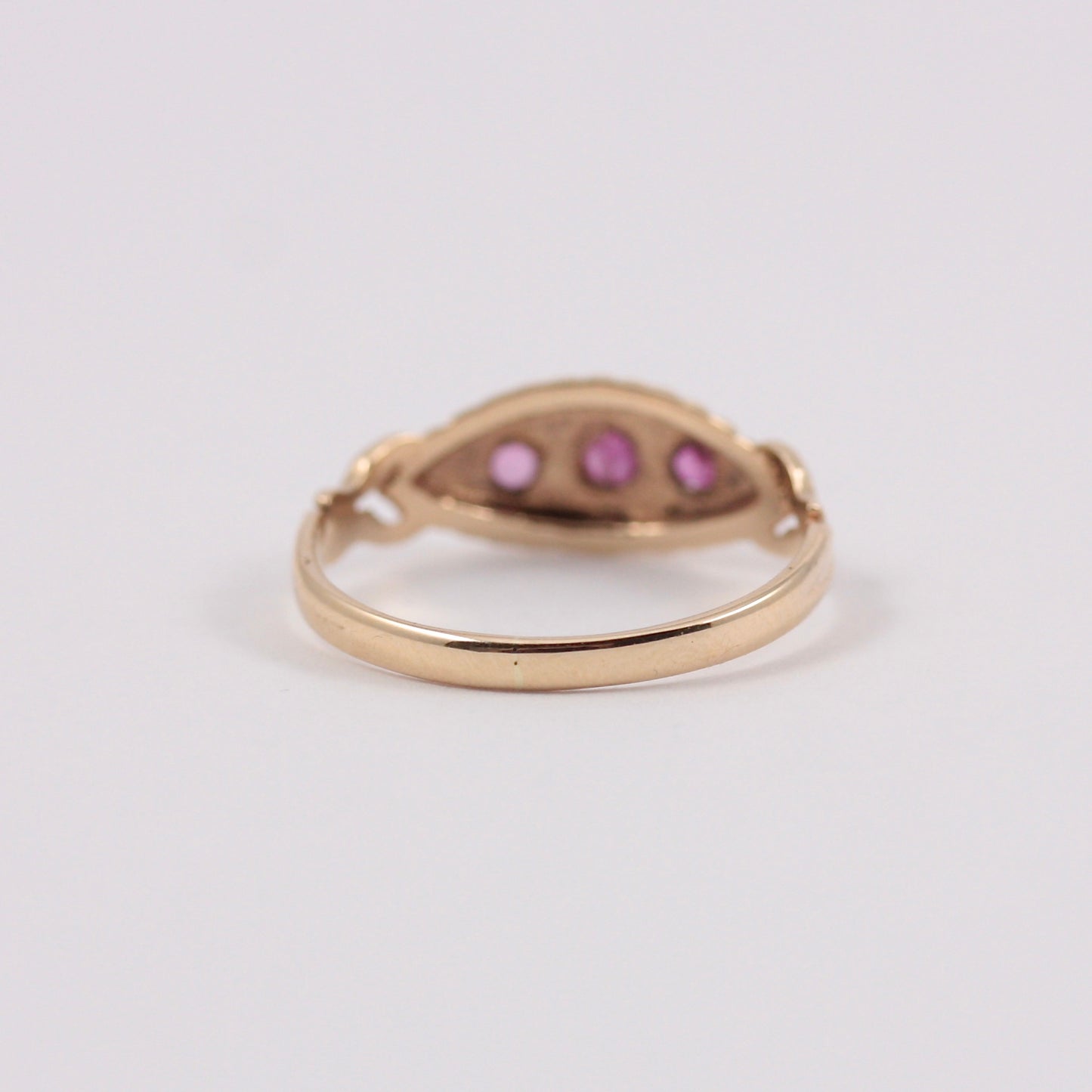 Vintage 9ct Gold Ruby Three Stone Ring, 1990
