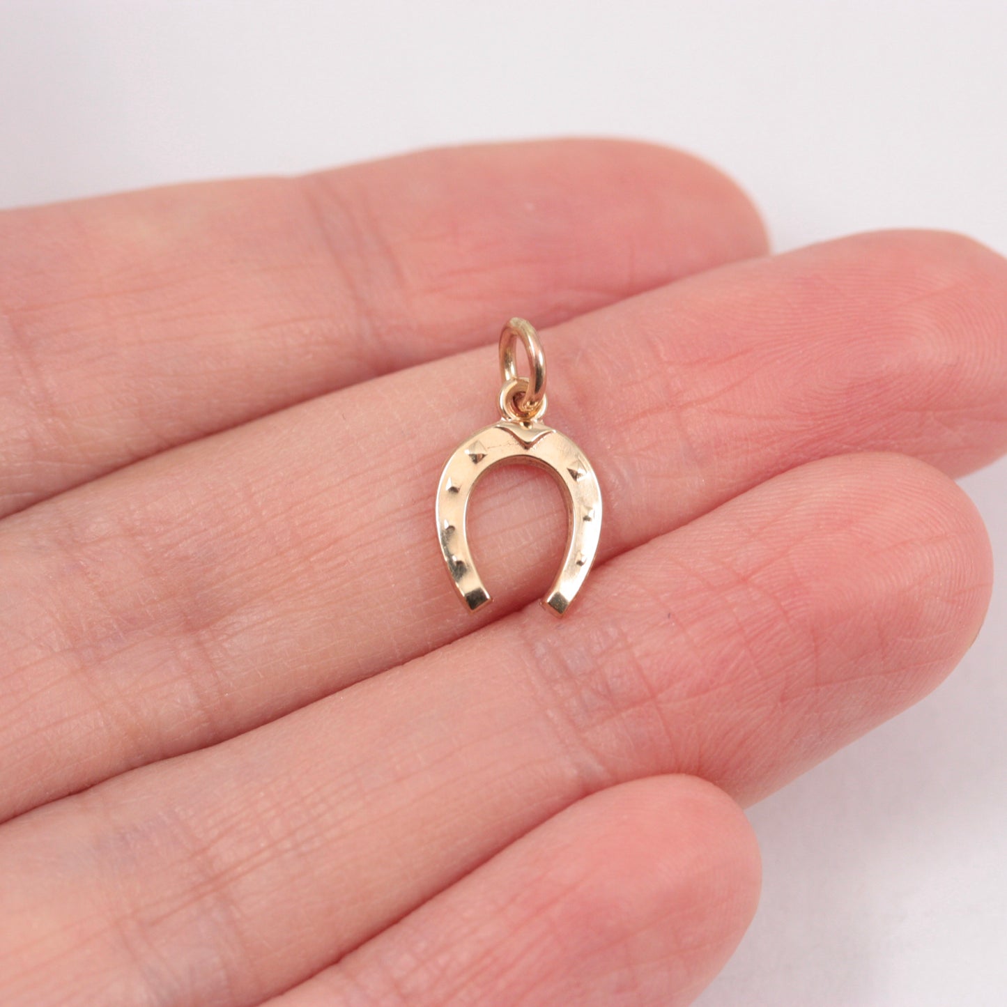 Small Vintage 9ct Gold Horseshoe Charm / Pendant, 1980