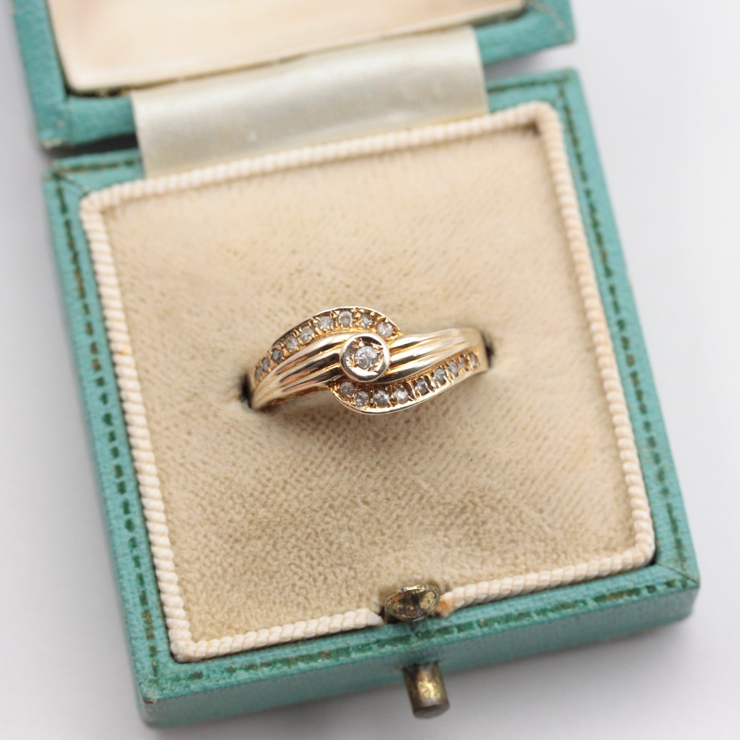Vintage 9ct Gold Cubic Zirconia Twist Front Ring, 1988