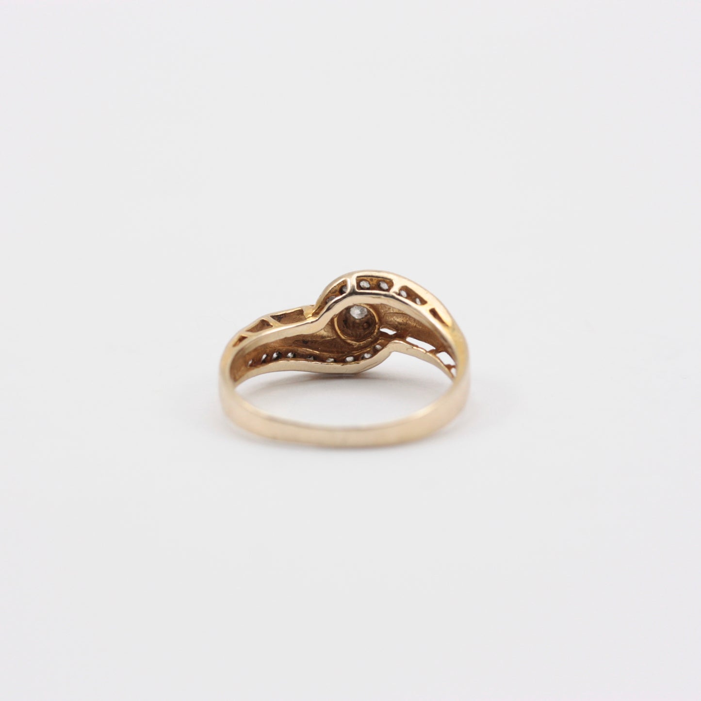 Vintage 9ct Gold Cubic Zirconia Twist Front Ring, 1988