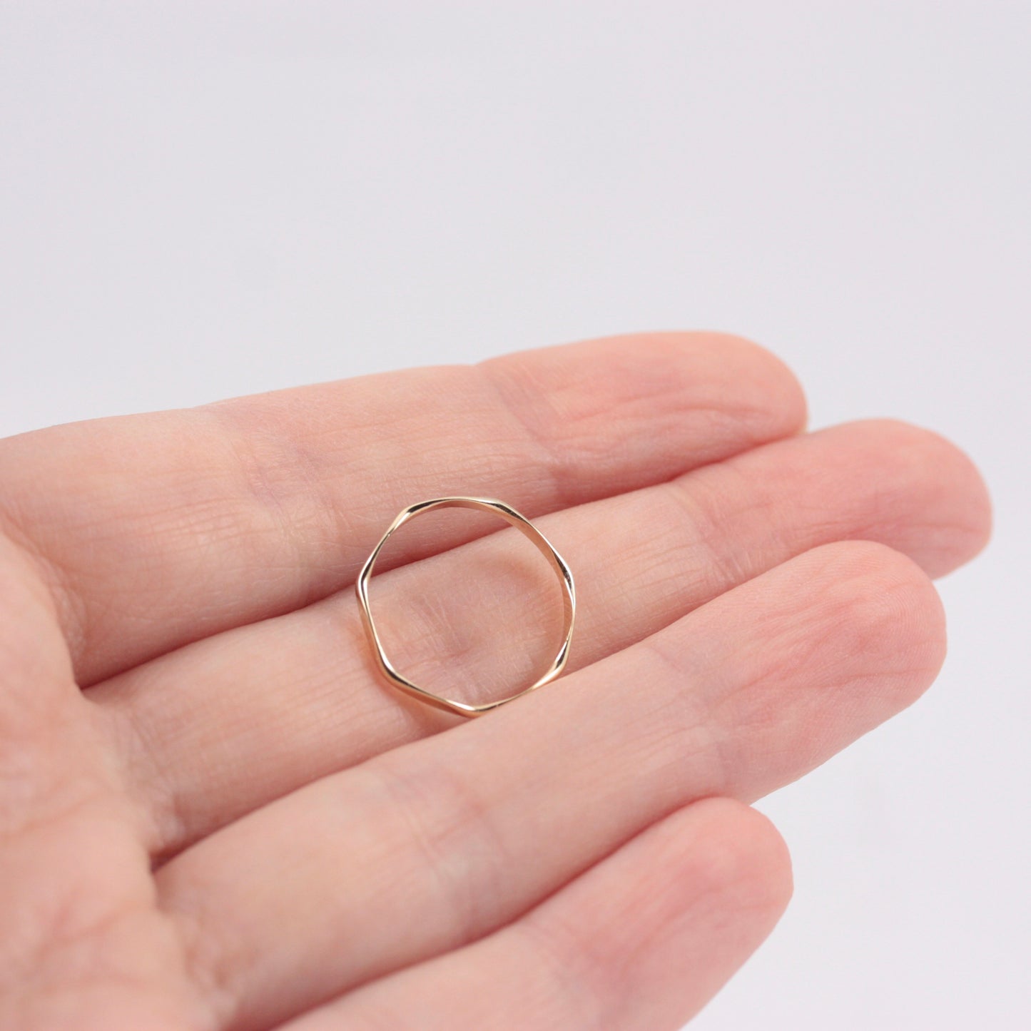 Vintage 9ct Gold Slim Angled Stacking Ring, c1950s