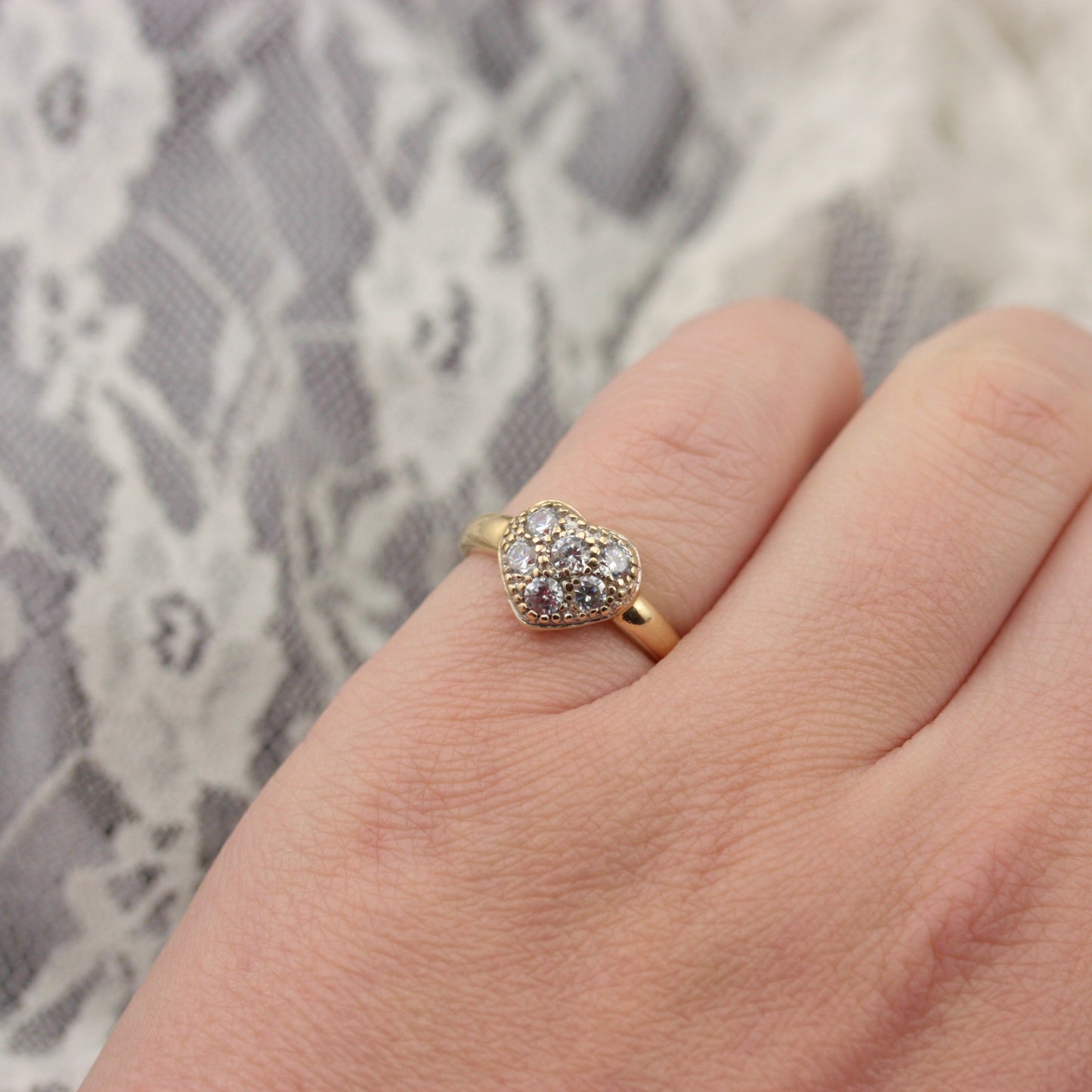 Pre-owned 9ct Gold and CZ Puffy Heart Ring