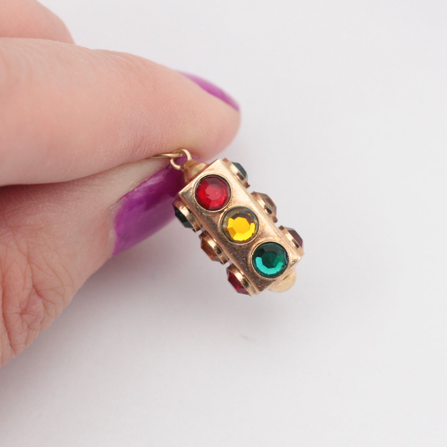 Vintage 9ct Gold 4 Sided Traffic Lights Charm, c1970s