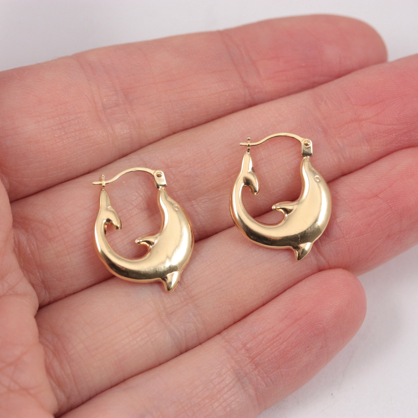 Pre-owned 9ct Gold Dolphin Hoop Earrings