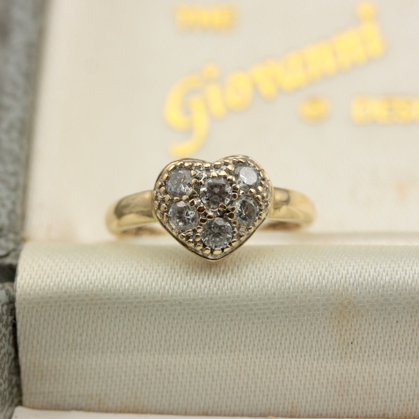 Pre-owned 9ct Gold and CZ Puffy Heart Ring