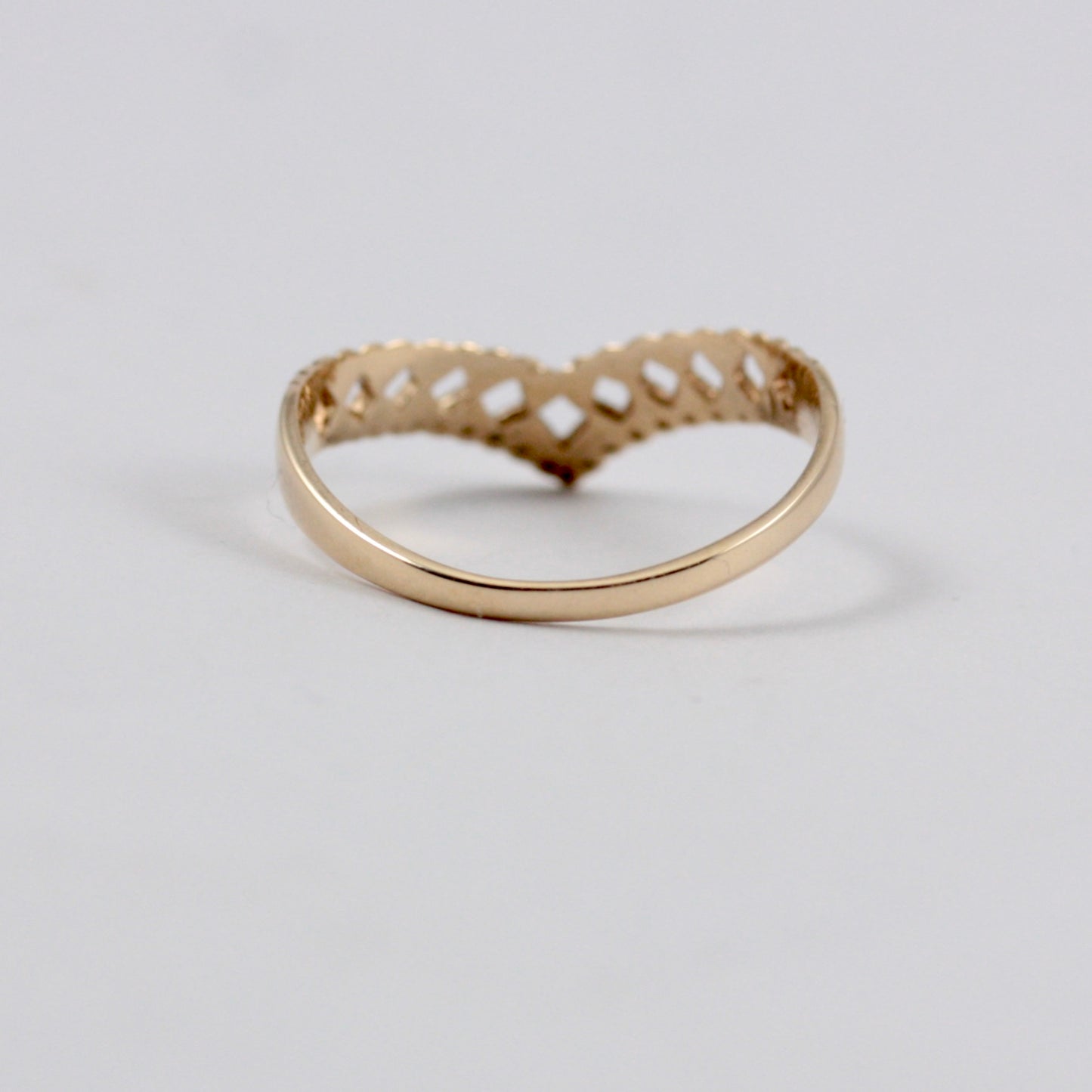 Vintage 9ct Gold Cut Out Wishbone Ring, 1986