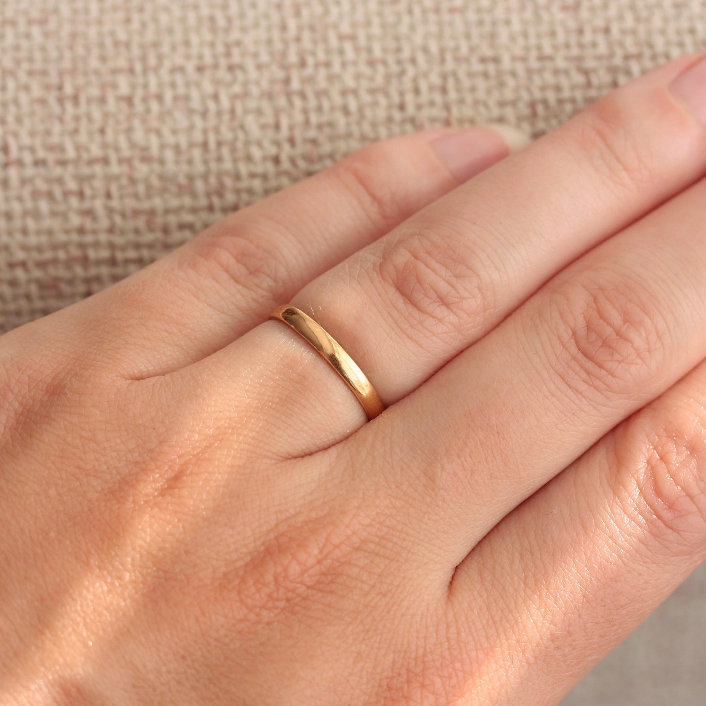 Vintage 22ct Gold Slim Wedding Band Ring, 1936