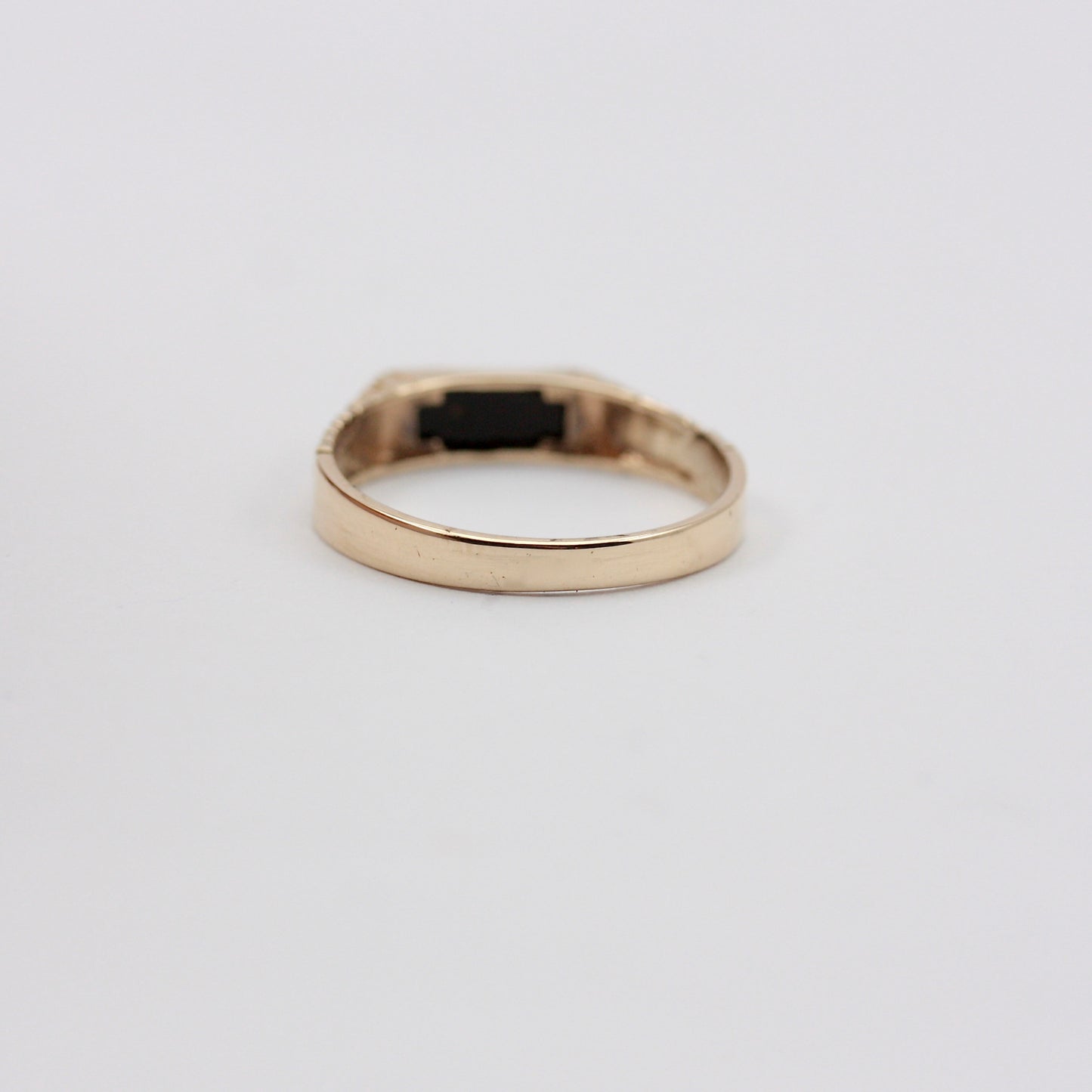 Vintage 9ct Gold Rectangle Onyx Textured Signet Ring, 1989