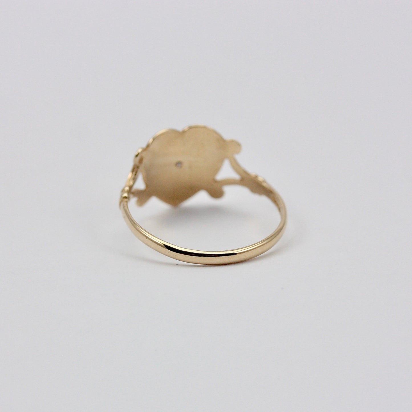 Vintage 9ct Gold Floral Heart Signet Style Ring, 1991