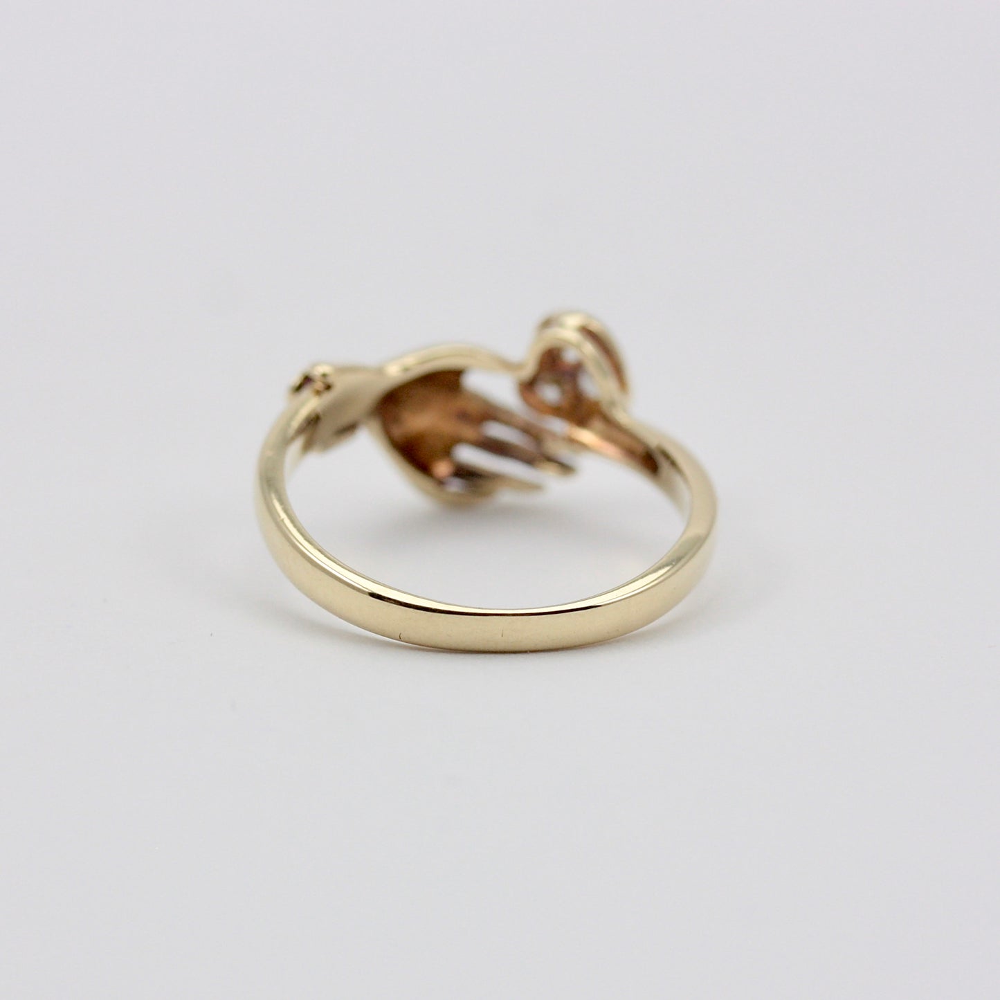 Vintage 14ct Gold Hand Holding Heart White Stone Ring