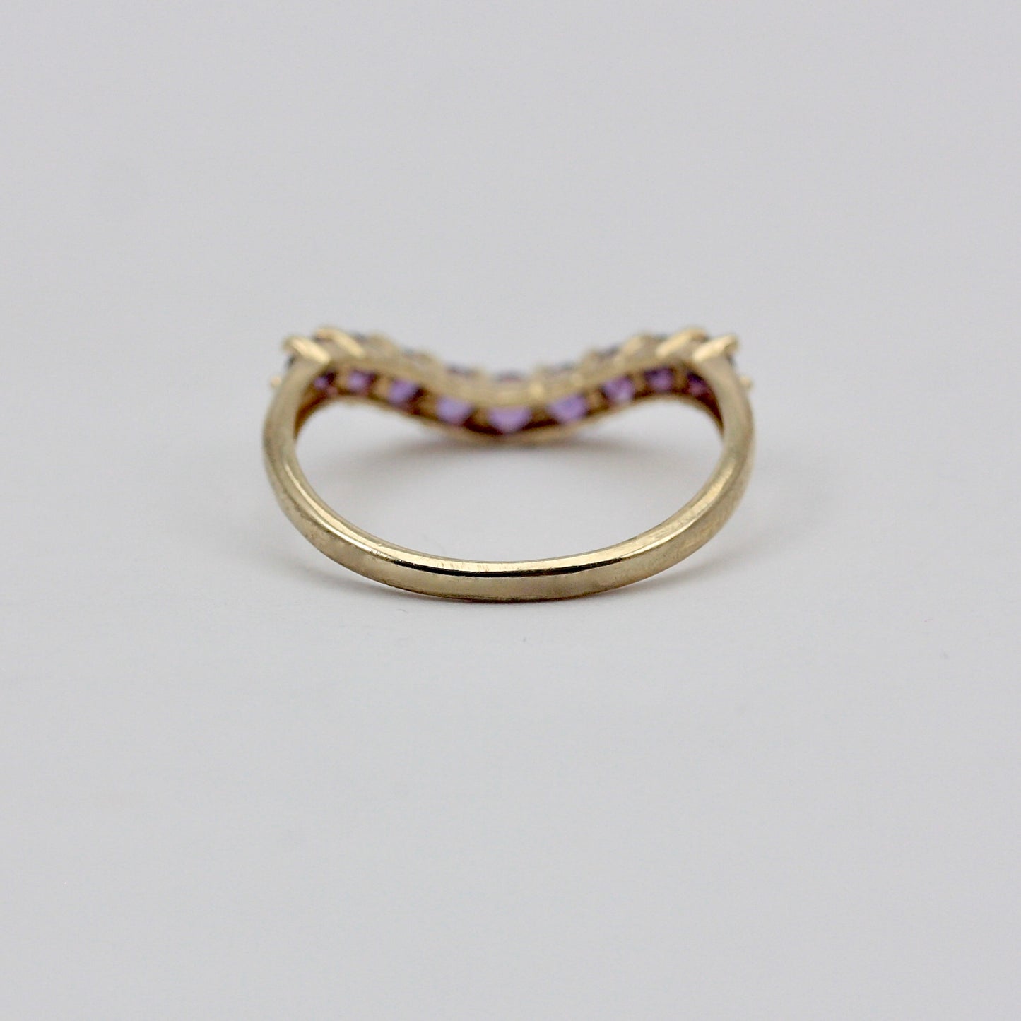 Pre-owned 9ct Gold Amethyst Curved Wishbone Ring