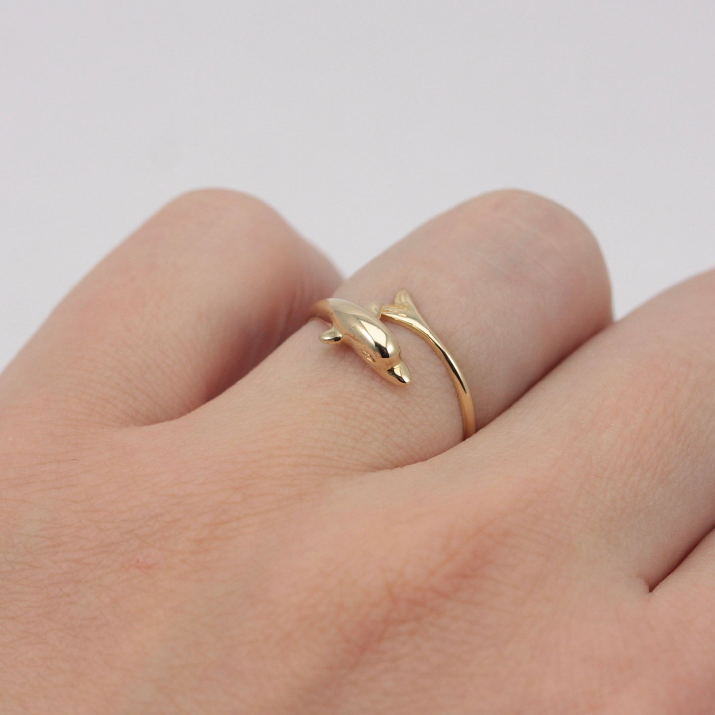 Pre-owned Dainty 9ct Gold Dolphin Wrap Ring