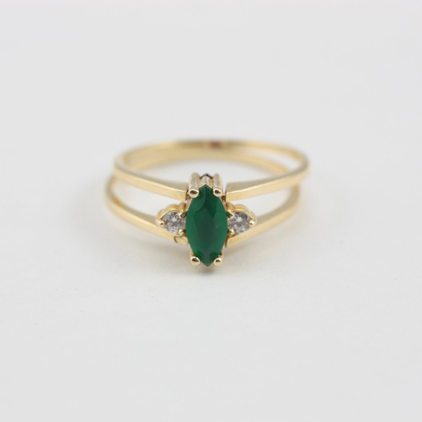 Pre-owned 14ct Gold Reversible Ring with CZ Gemstones