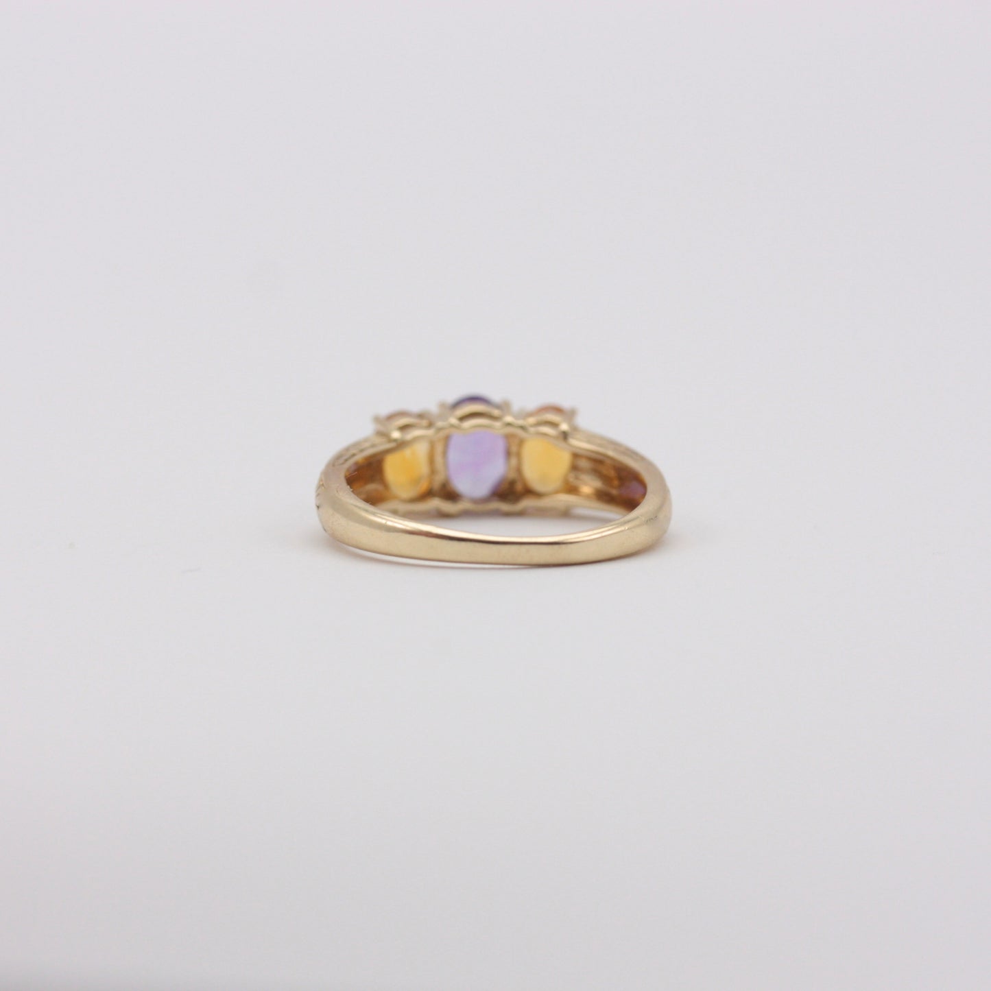 Pre-owned 9ct Gold Amethyst & Citrine Three Stone Ring