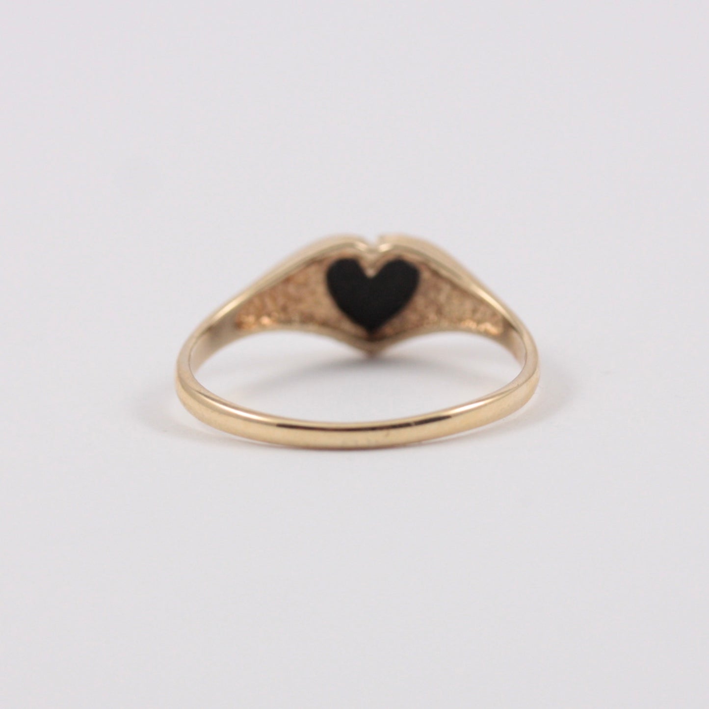 Vintage 9ct Gold Onyx Heart Signet Ring, 1993