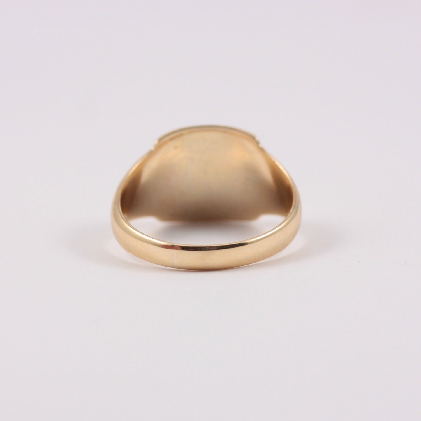 Vintage 9ct Gold Round Blank Signet Ring with Floral Shoulders, 1947