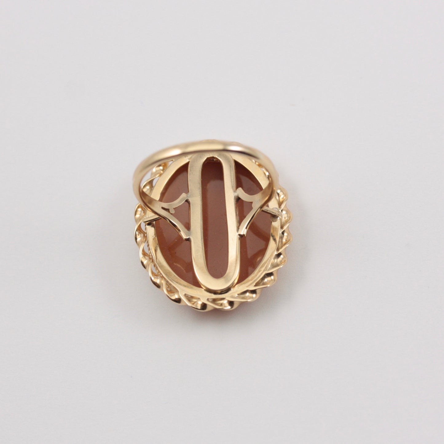Vintage 9ct Gold Carved Shell Cameo Statement Ring, 1979