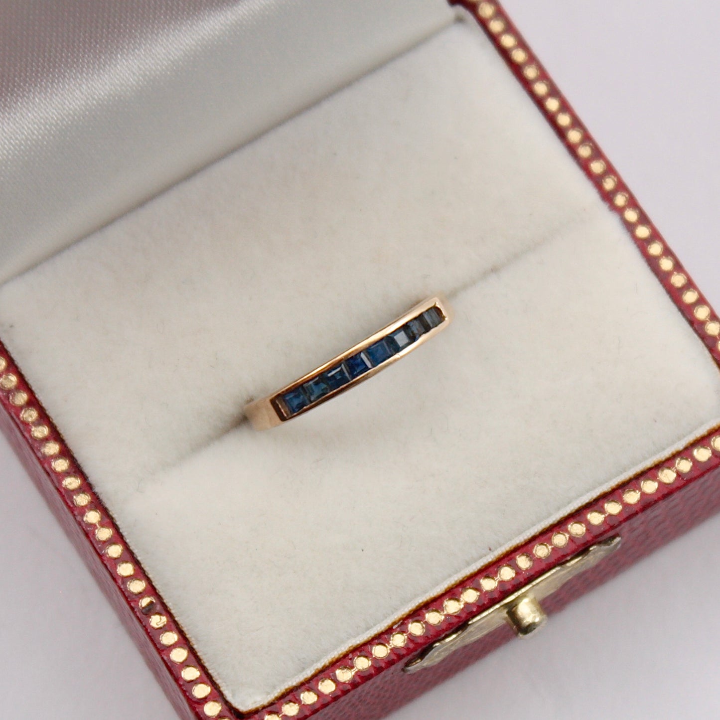 Pre-owned 14ct Gold Channel Set Square Sapphire Ring