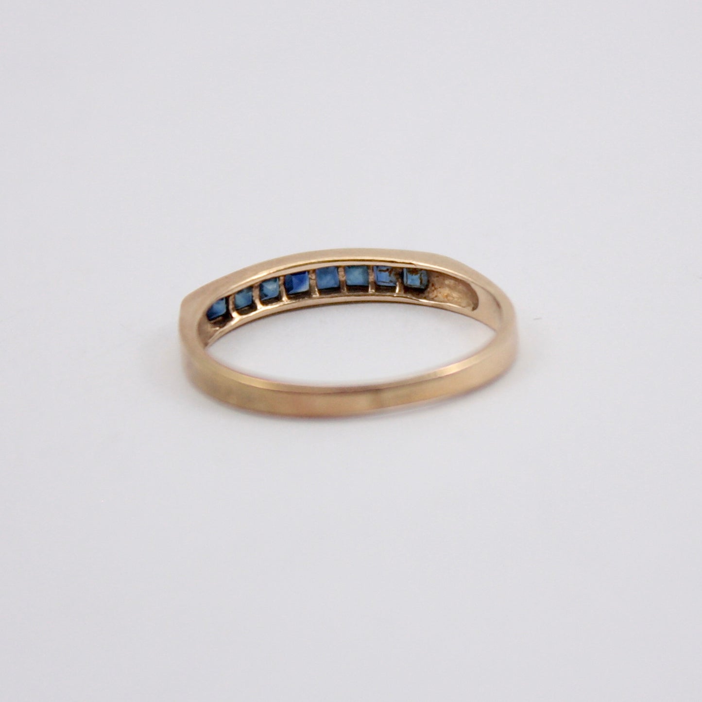 Pre-owned 14ct Gold Channel Set Square Sapphire Ring