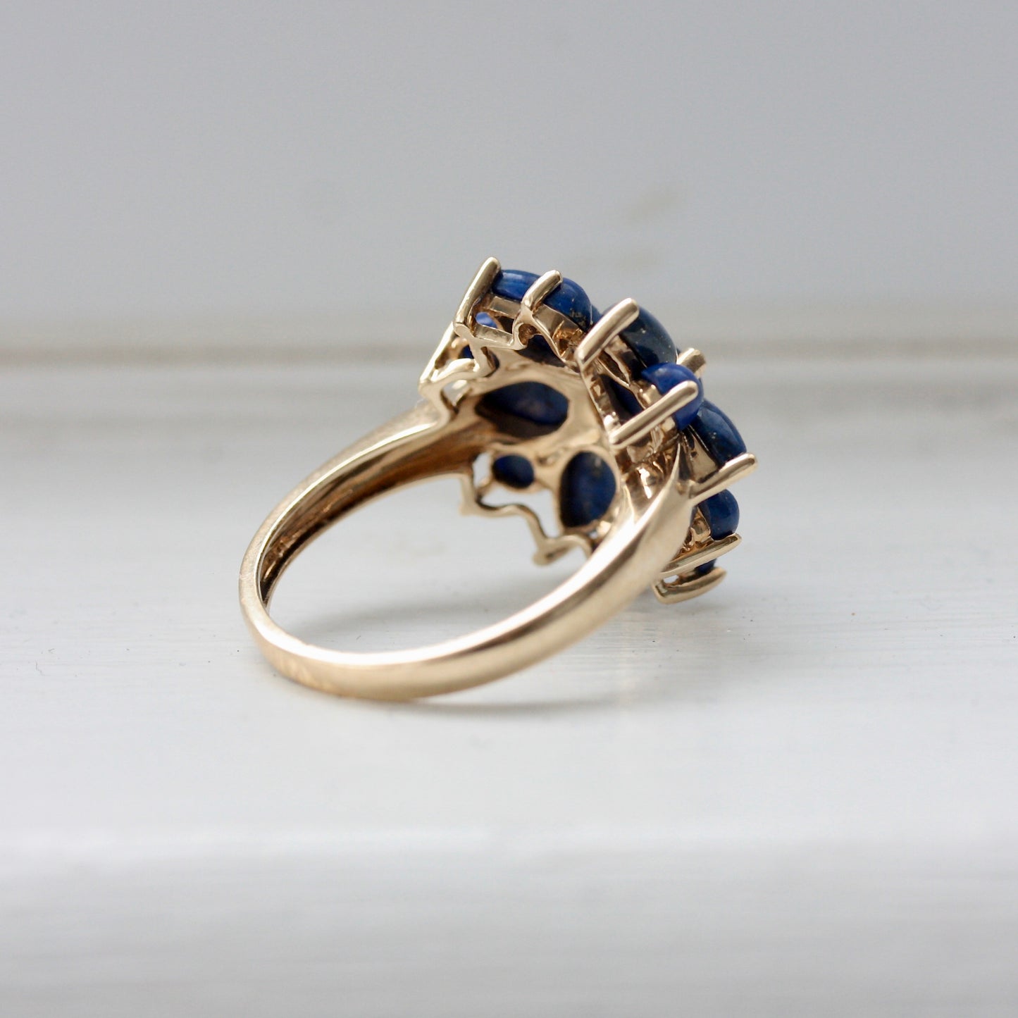 Pre-owned 9ct Gold Lapis Lazuli Flower Cluster Ring, 2008