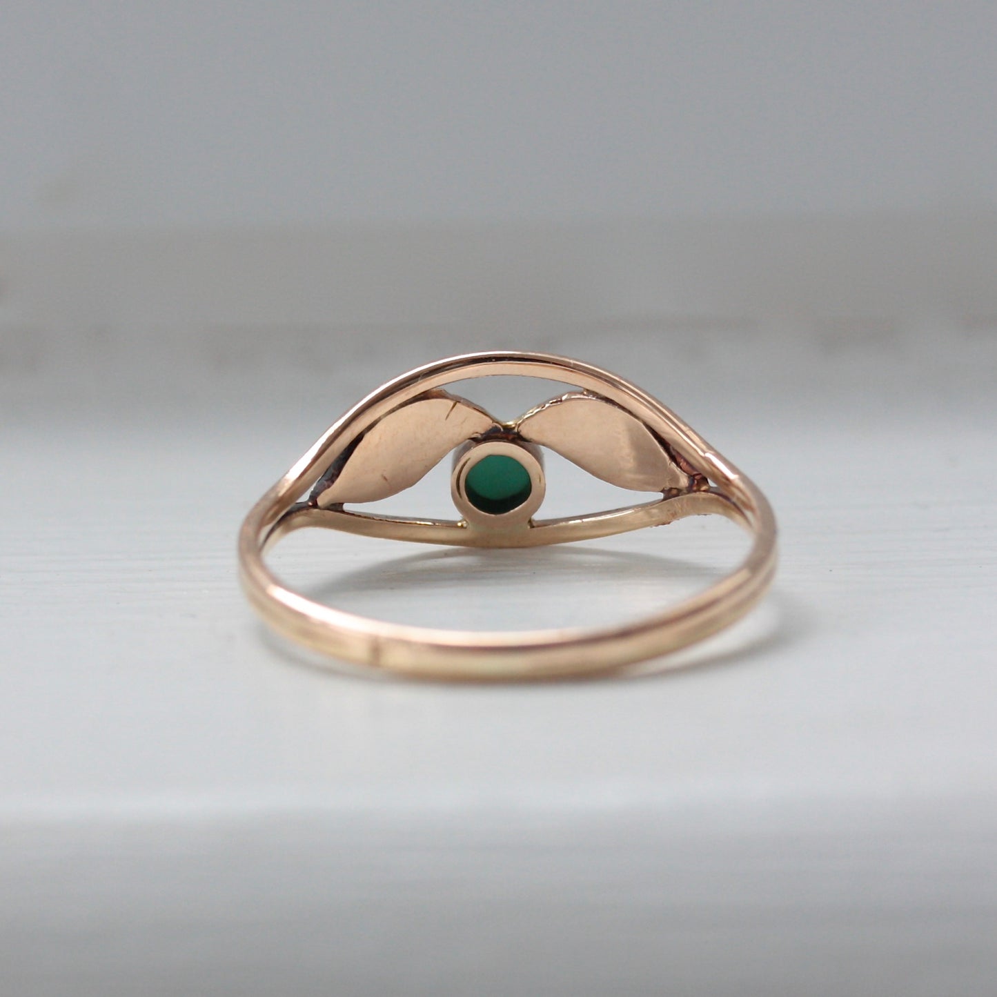 Vintage 14K Gold and Turquoise Leaf Design Ring