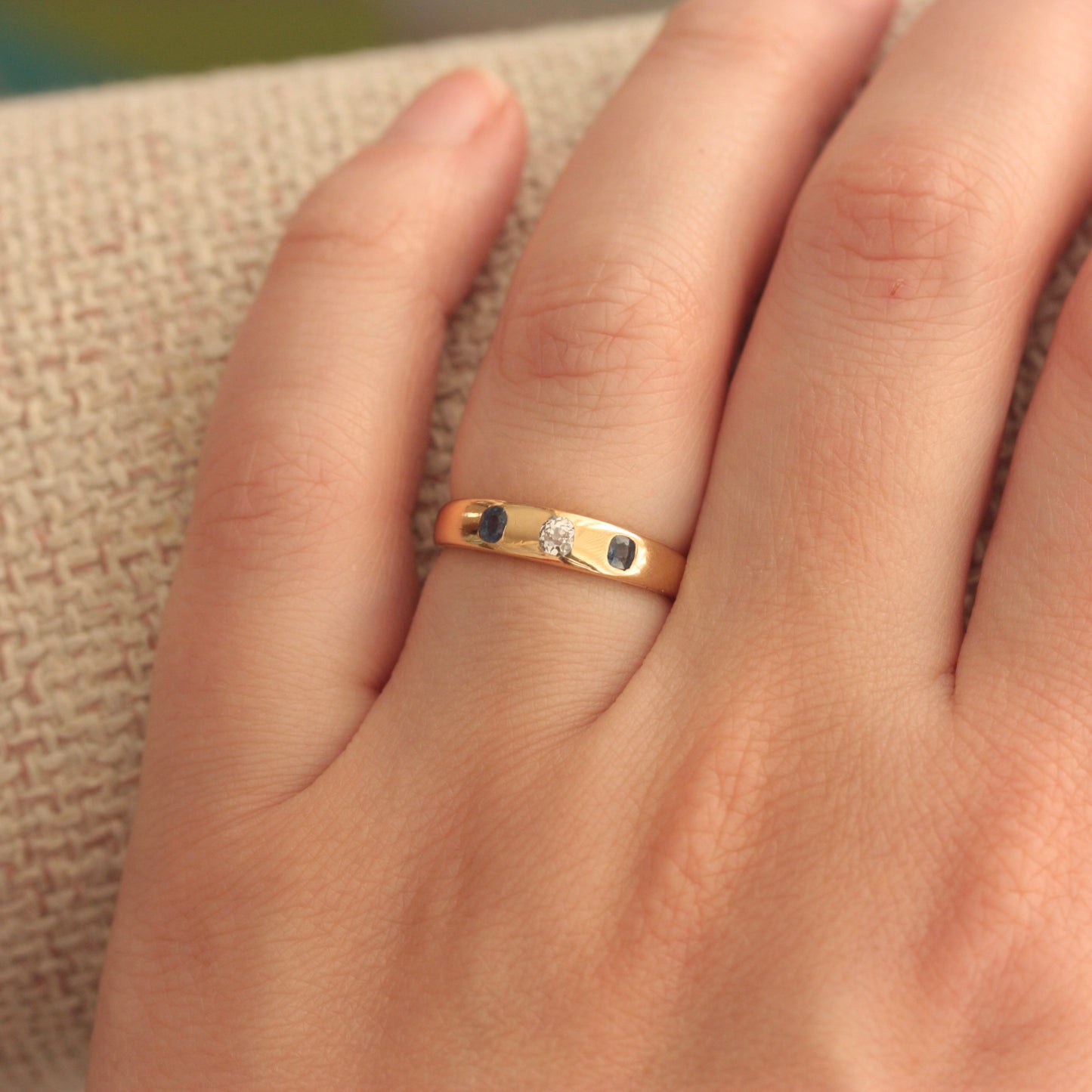 victorian 18ct gold diamond sapphire ring