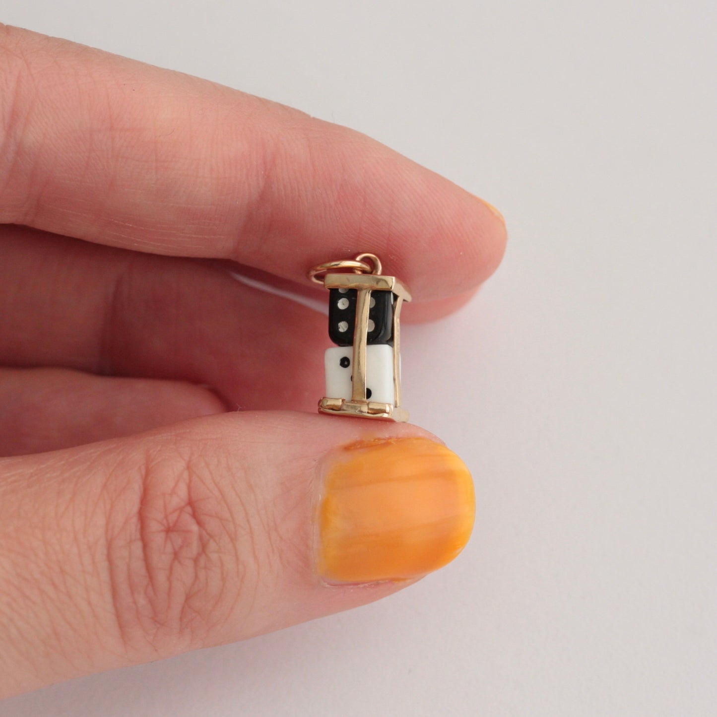 Vintage 9ct Gold Caged Dice Charm, 1959