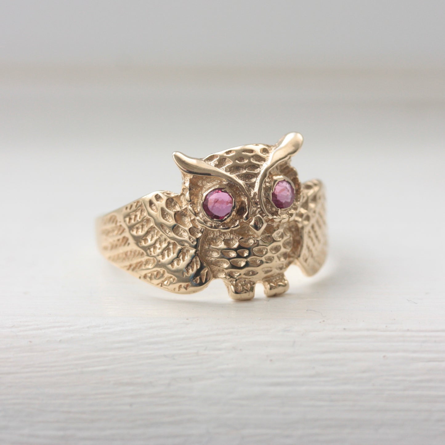 vintage 9ct gold owl ring