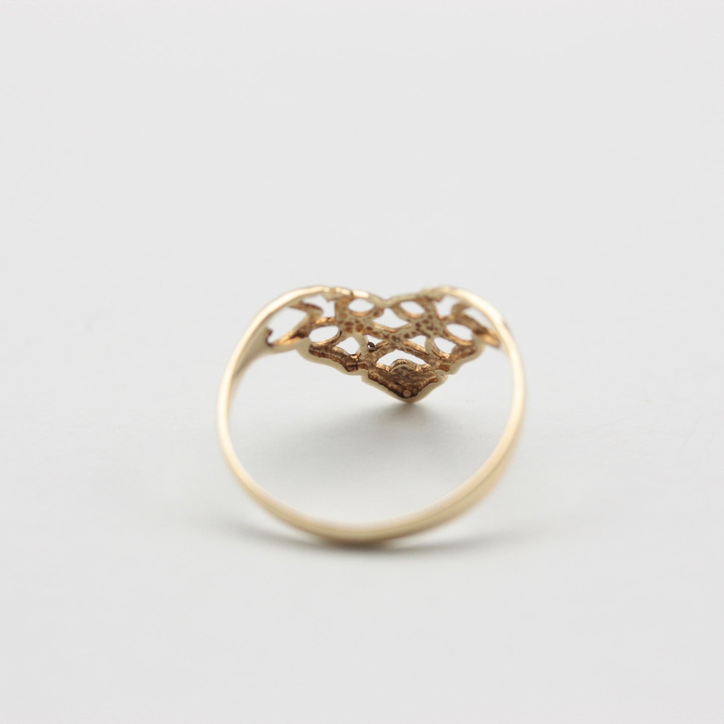 Vintage 9ct Gold Filigree Cut Out Wishbone Ring, 1993
