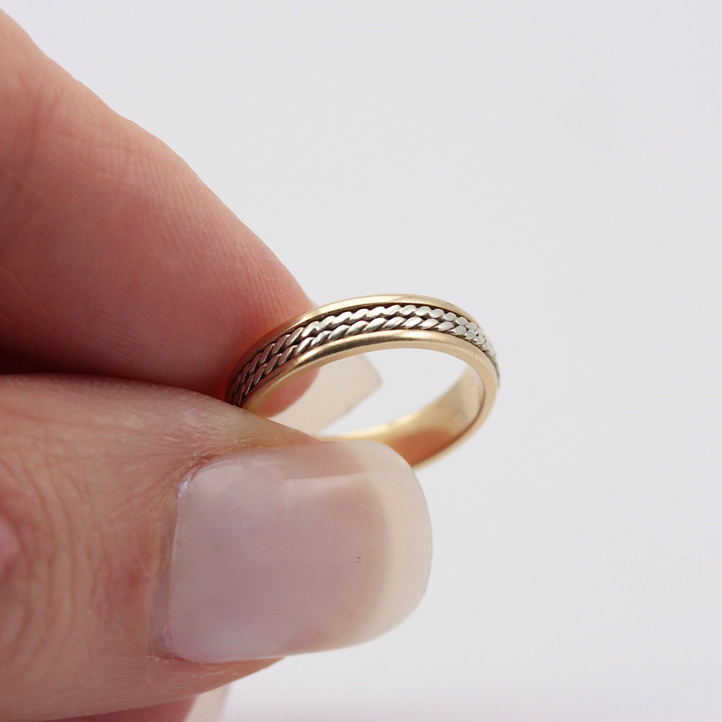 Vintage 9ct Two Tone Gold Rope Twist Band Ring, 1995