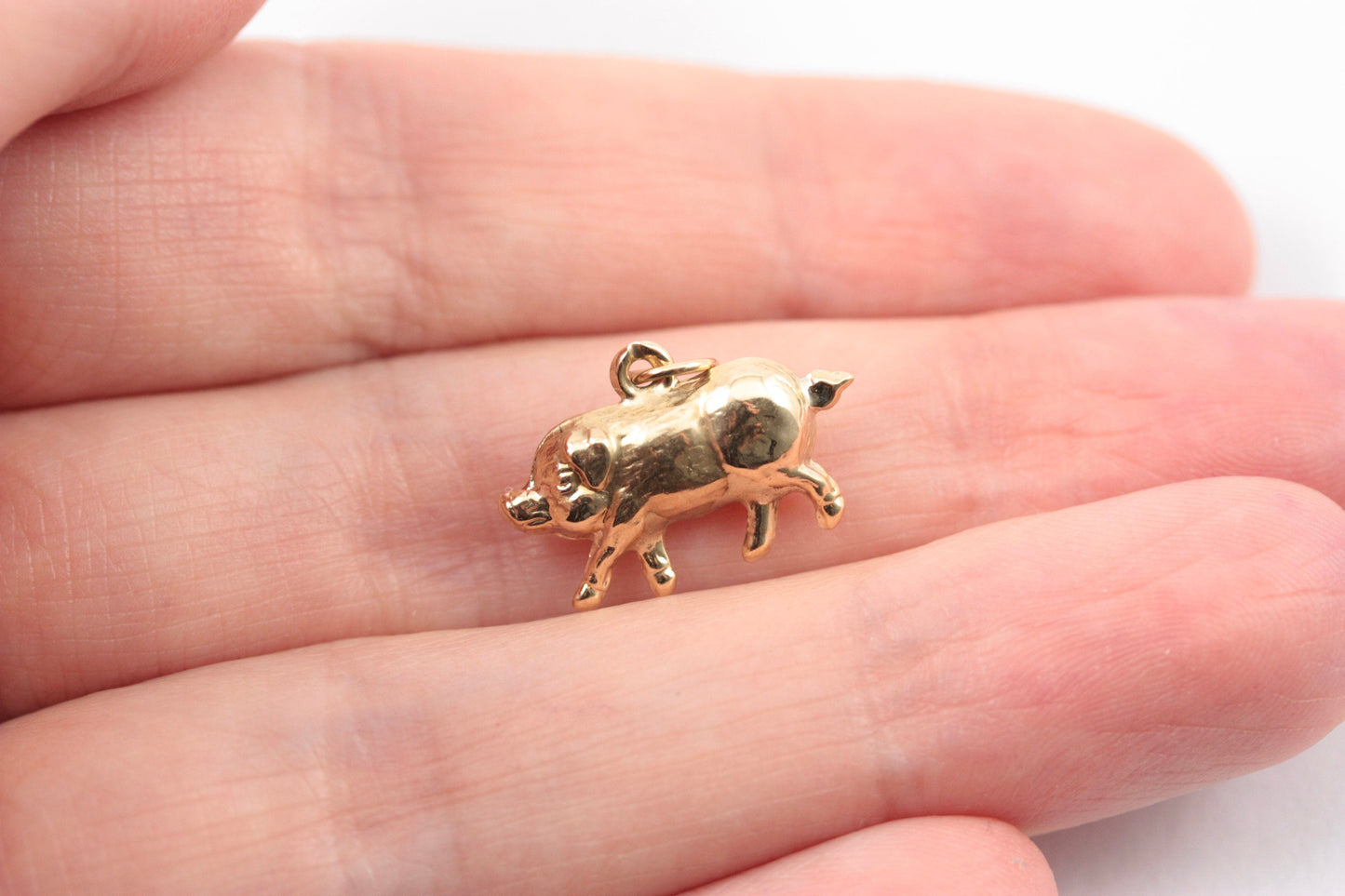 Vintage 9ct Gold Pig Charm, 1965