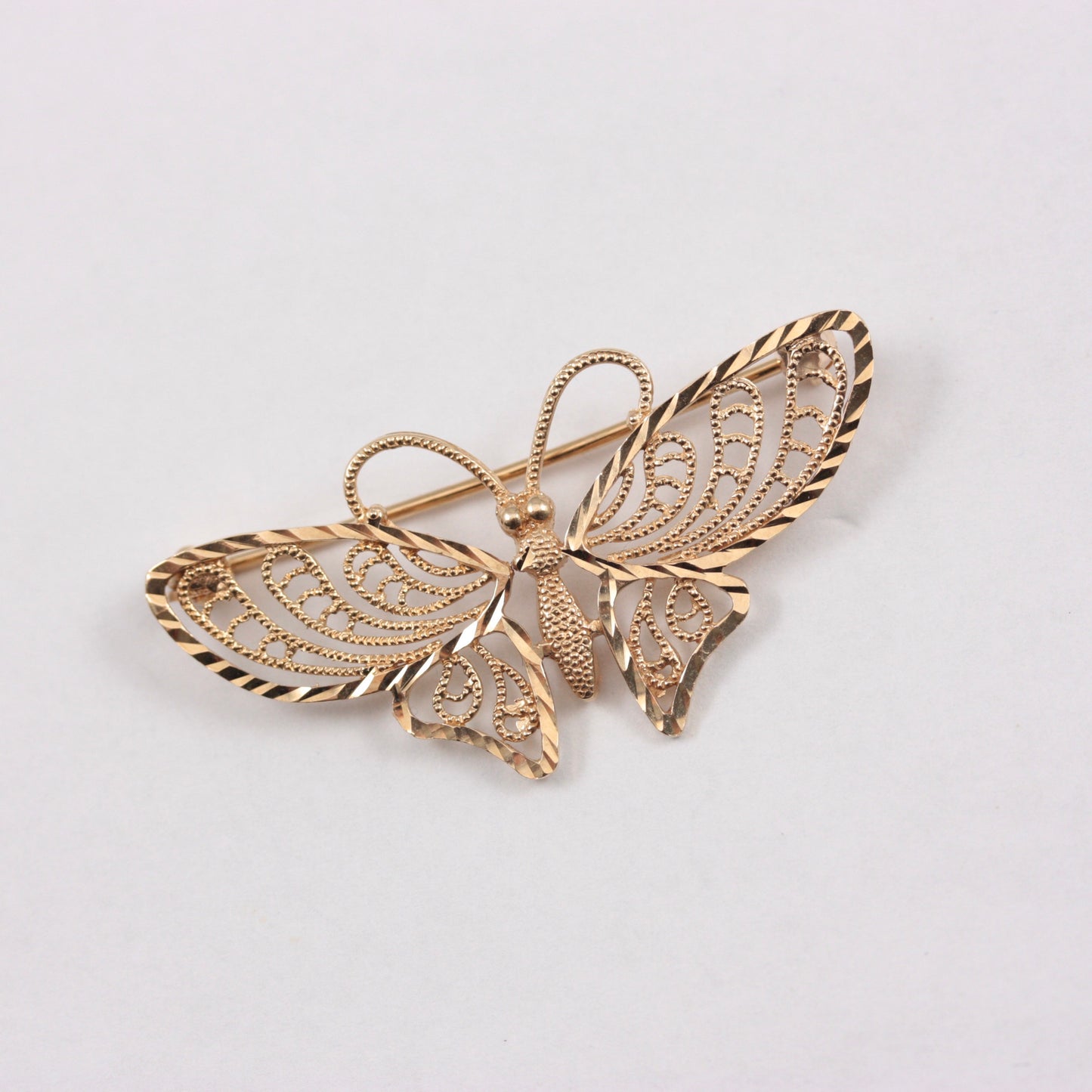 Vintage 9ct Gold Filigree Butterfly Brooch, 1993