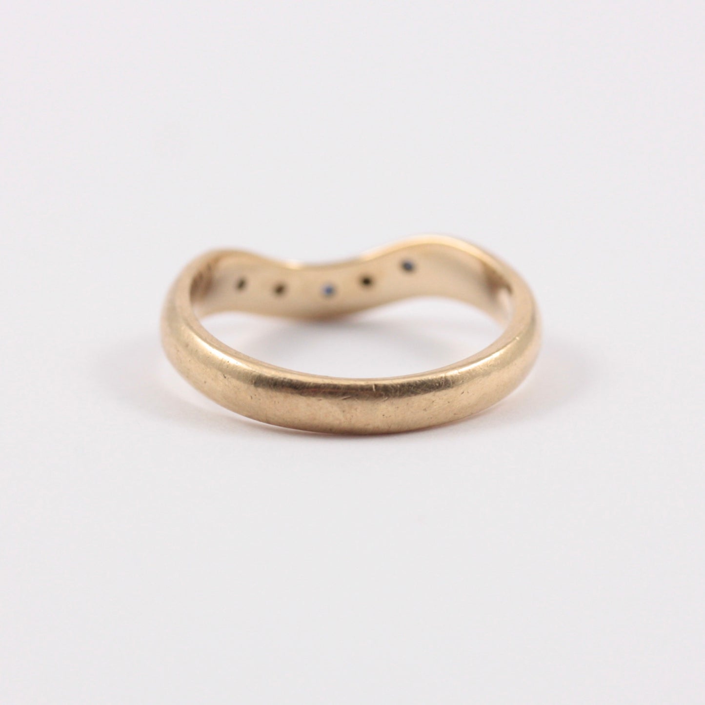 Vintage 9ct Gold Sapphire and Diamond Wishbone Ring, 2000