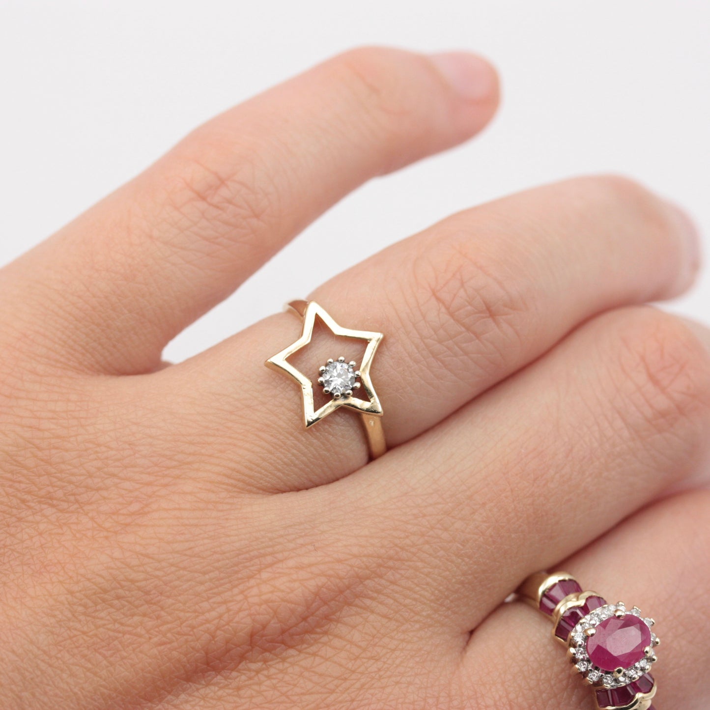 pre-owned 14k gold star ring