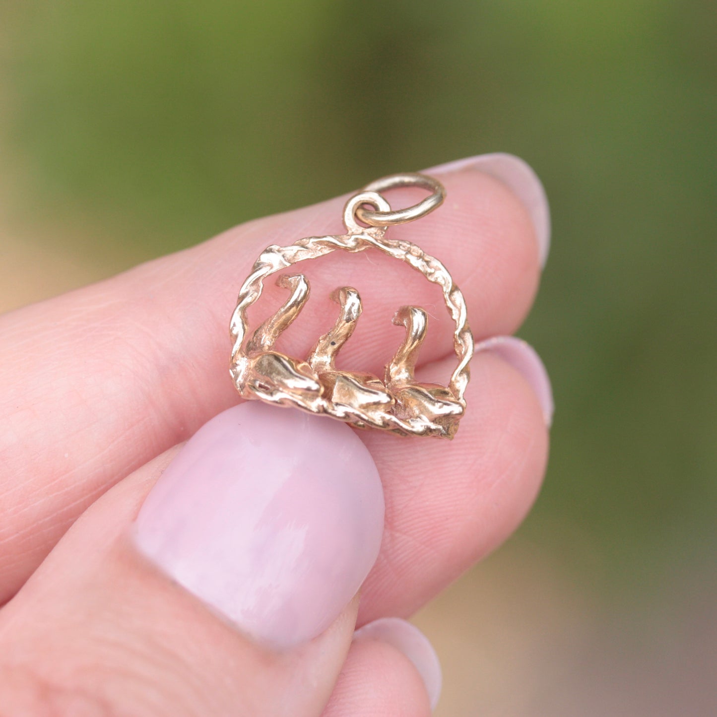 vintage geese in basket charm