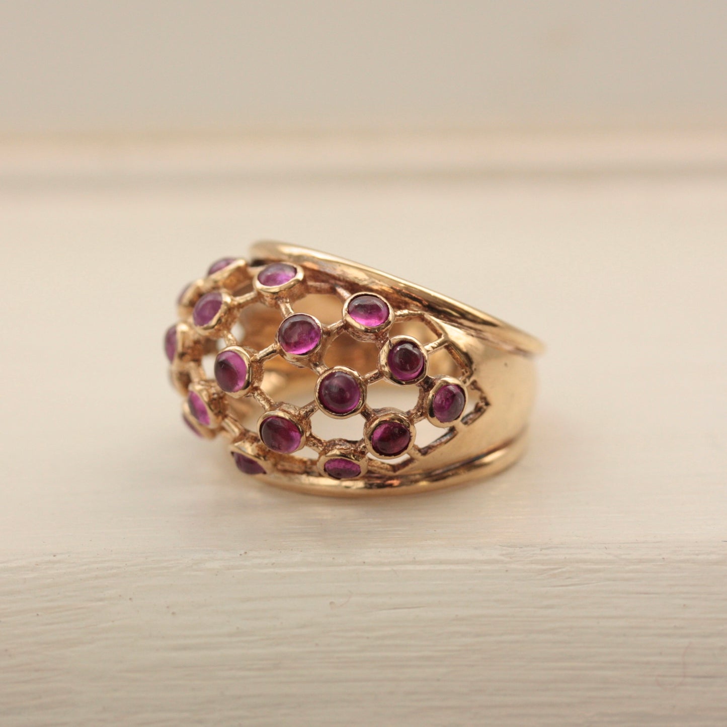 vintage ruby cabochon domed ring