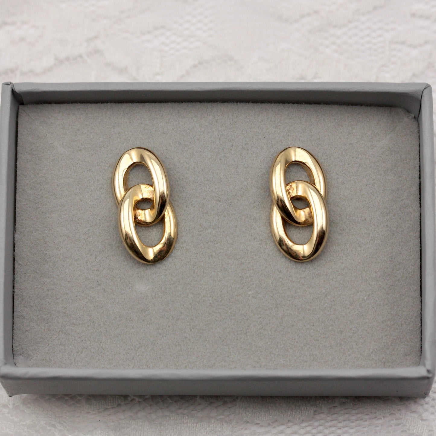 vintage 1980s 9ct gold chain stud earrings
