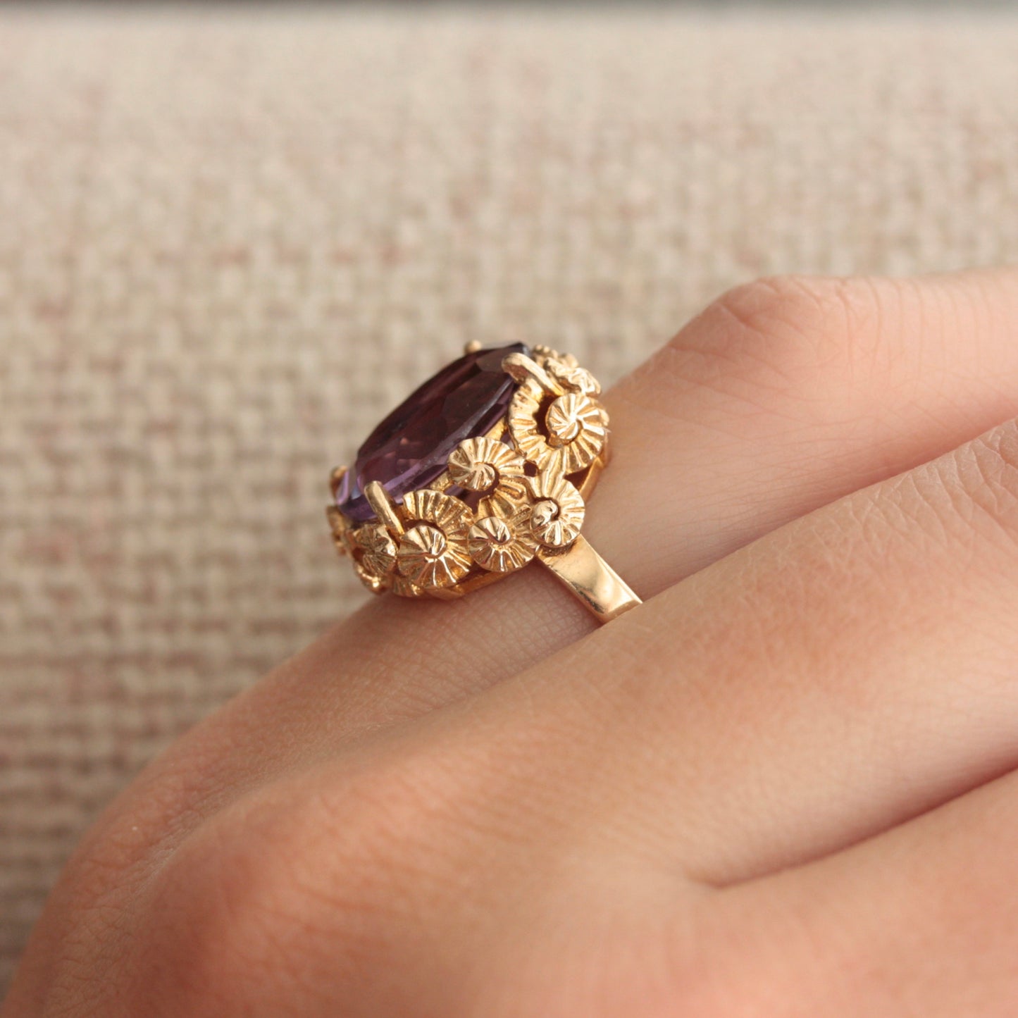 vintage 1970s amethyst statement ring