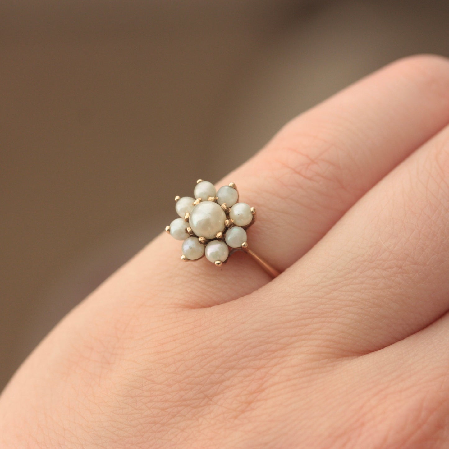 vintage 9ct gold pearl cluster ring