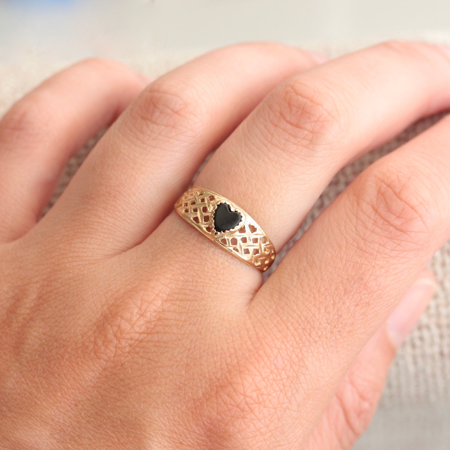 vintage gold and onyx ring