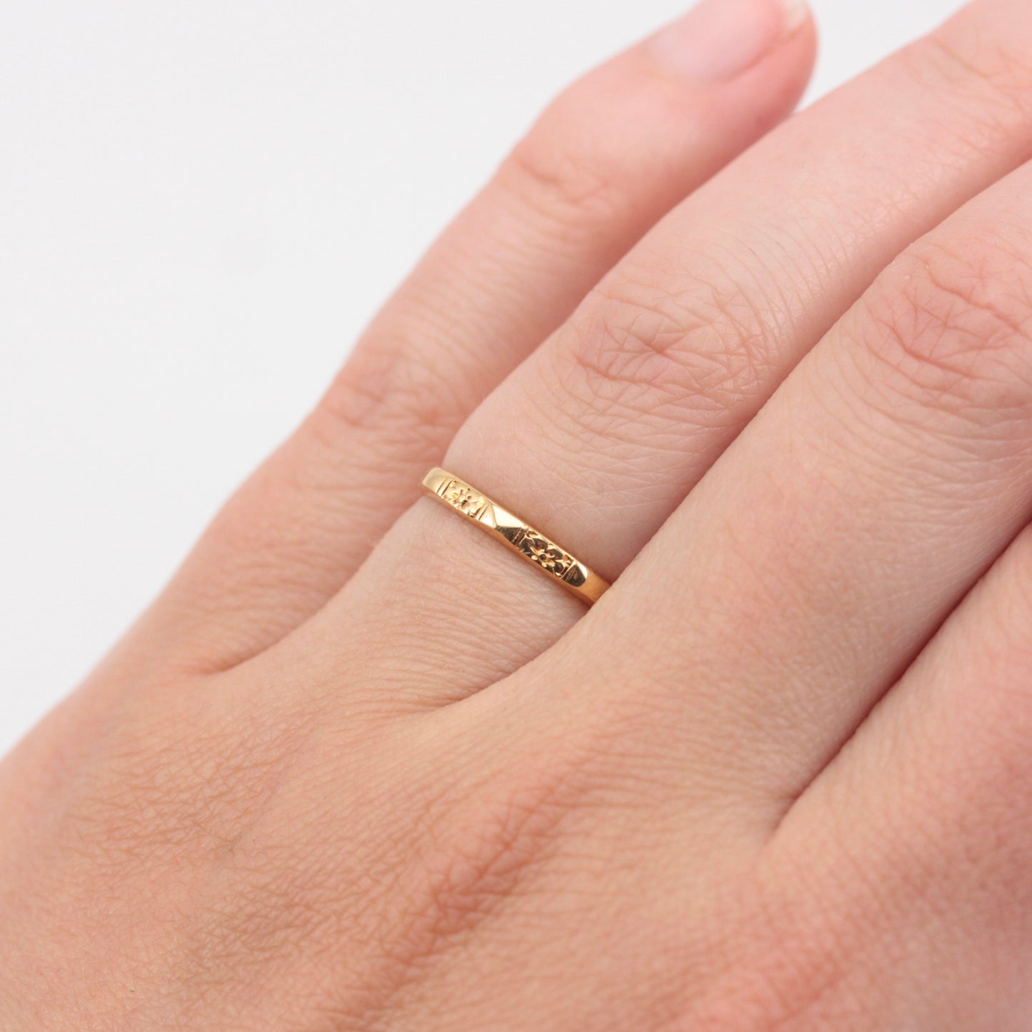Vintage 22ct Gold Orange Blossom Octagon Ring, 1949
