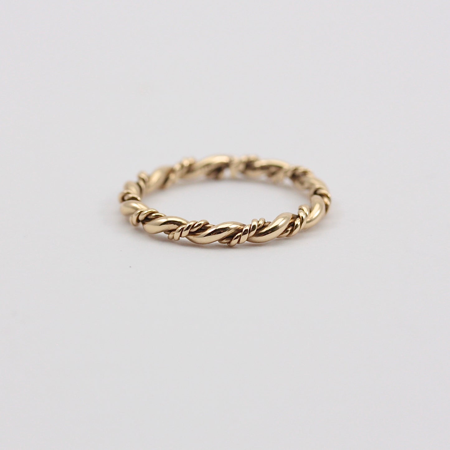 Vintage 9ct Gold Rope Twist Slim Stacker Ring, 2mm, 1982