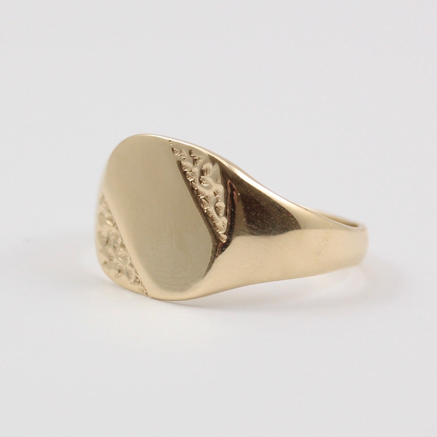 Vintage 9ct Gold Cushion Shaped Signet Ring, 1990