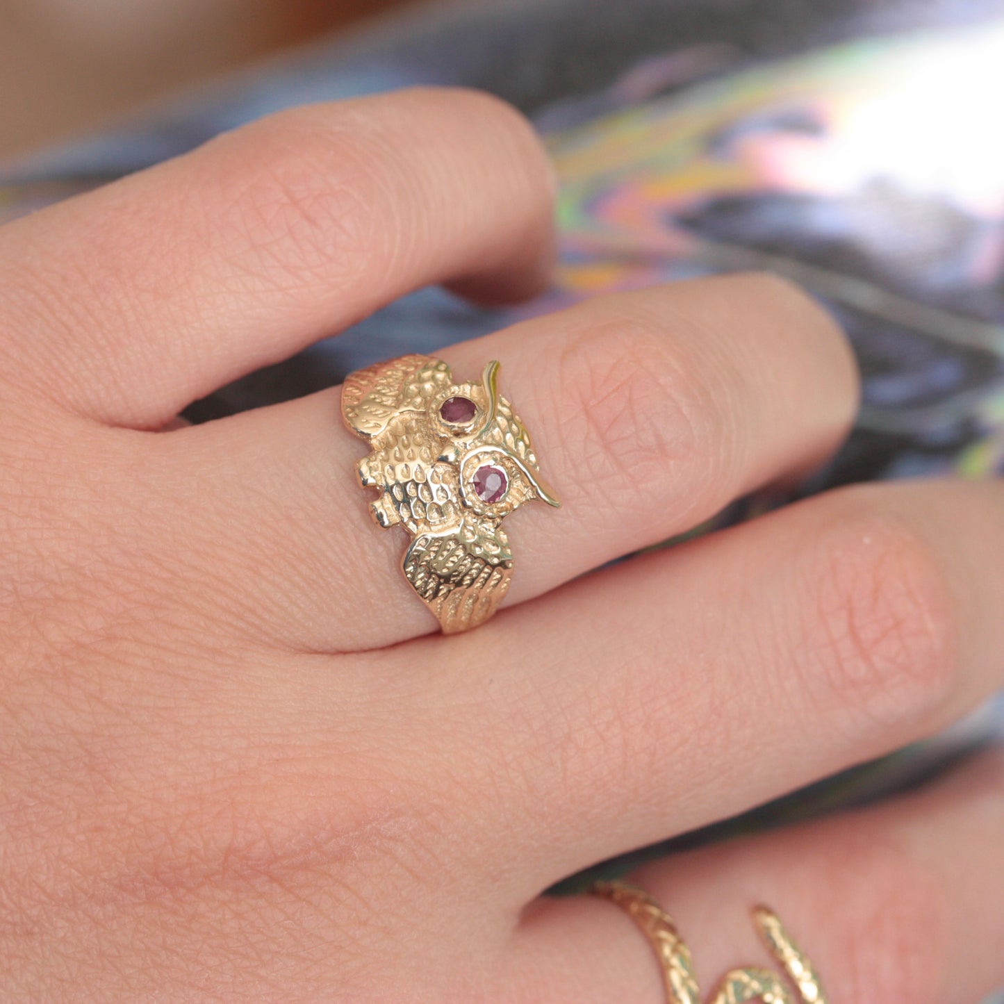 vintage 9ct gold owl ring