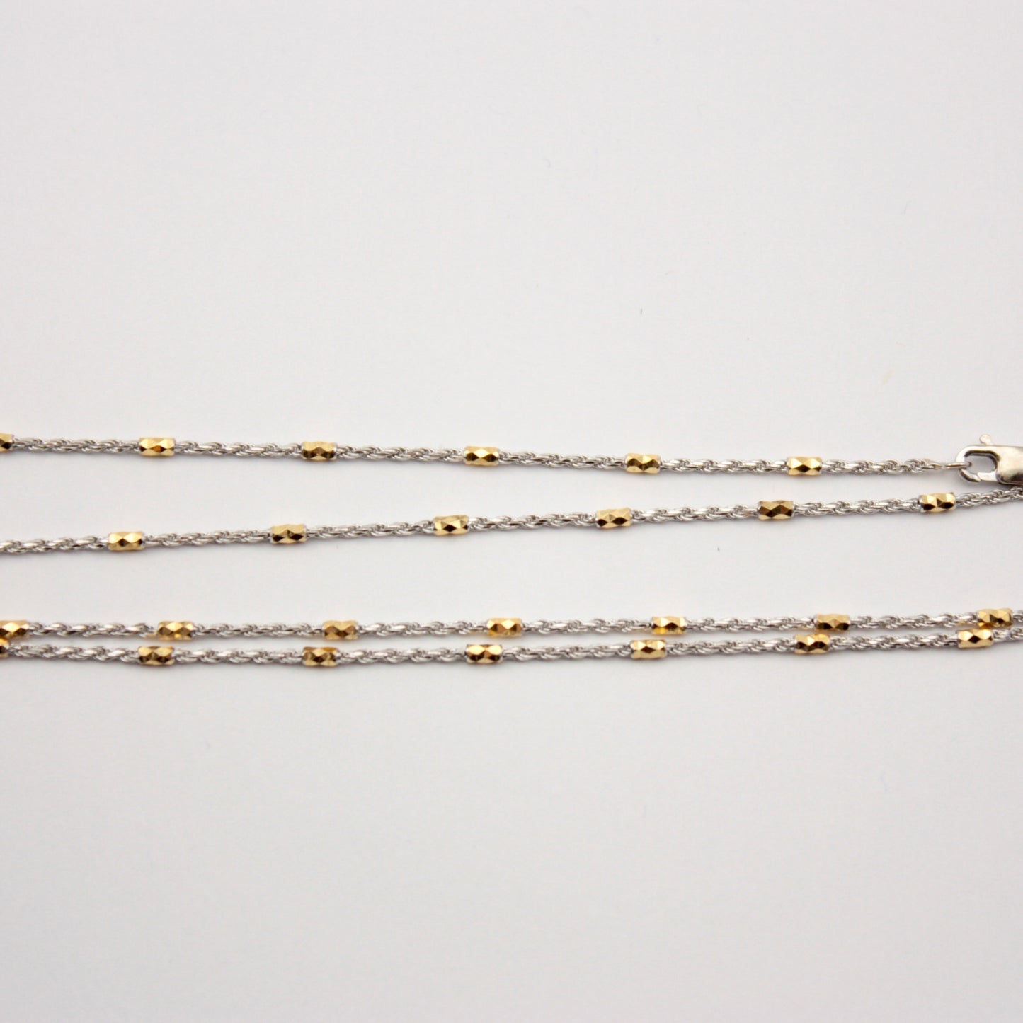 Pre-owned 9ct White Gold Rope Chain Necklace with Yellow Gold Beads