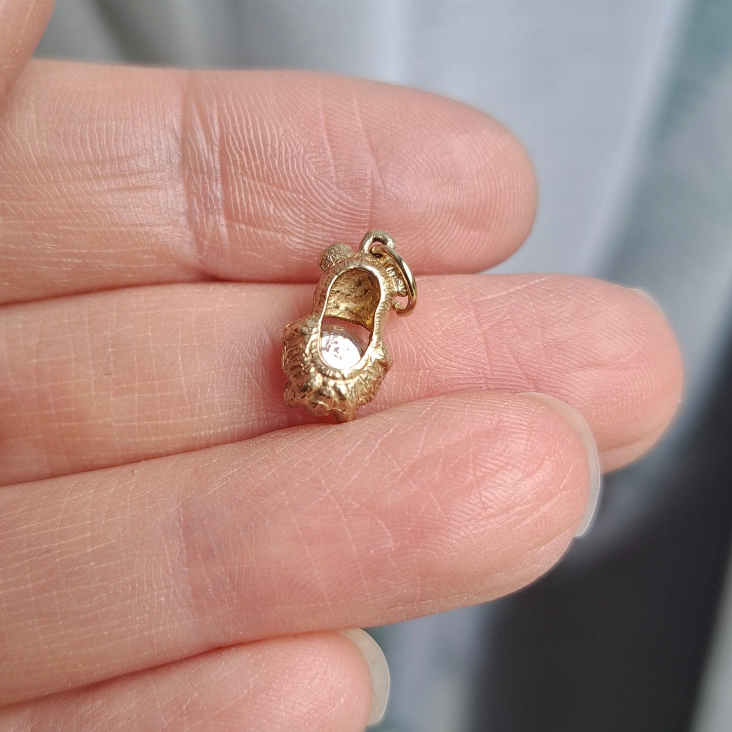 Vintage 9ct Gold Teddy Bear Charm with AB Crystal Belly, 1980s