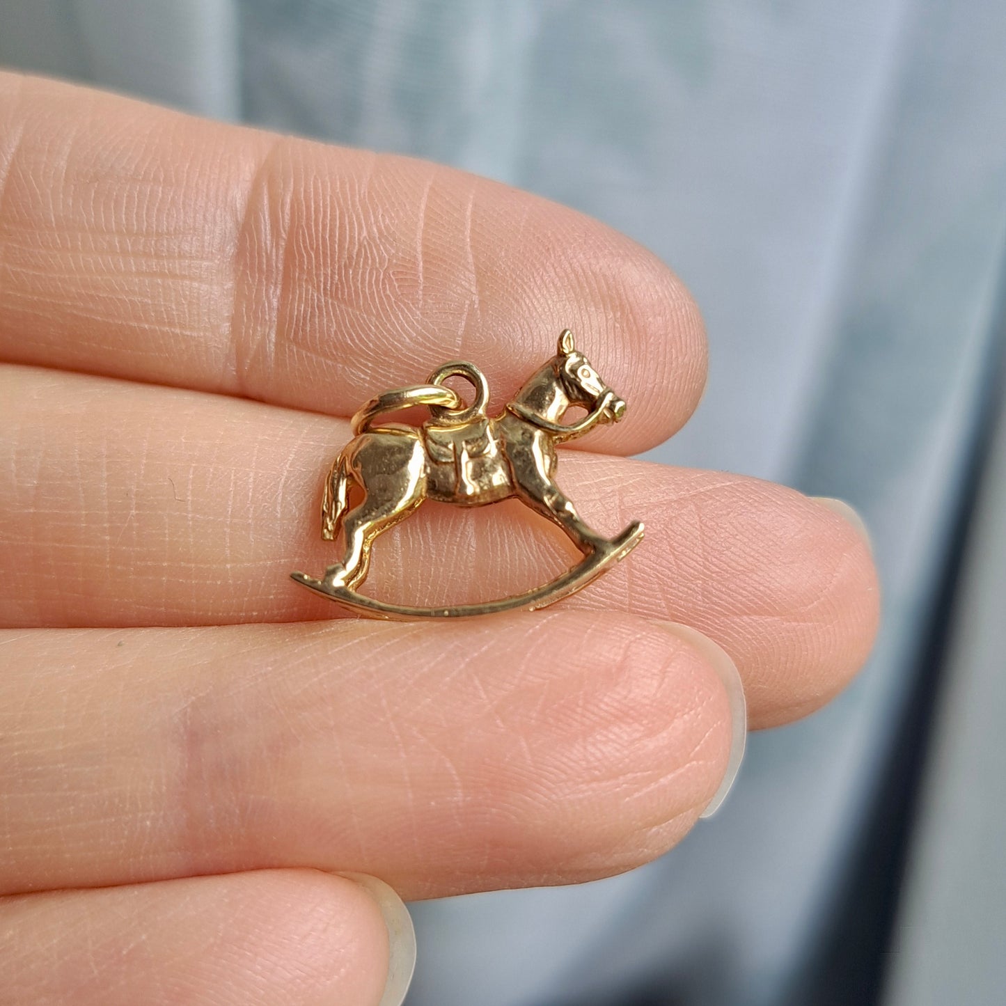 Solid 9ct Yellow Gold Rocking Horse Charm