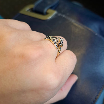 Pre-owned 9ct Gold Black Sapphire and Diamond Panther Ring