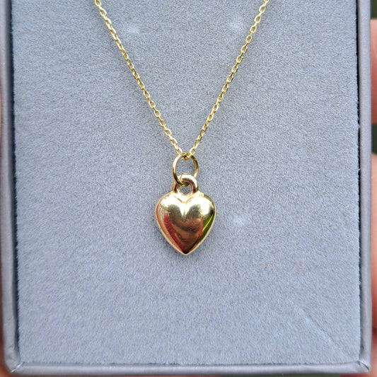 Vintage 9ct Gold Mini Plain Puffy Heart Charm, 9mm