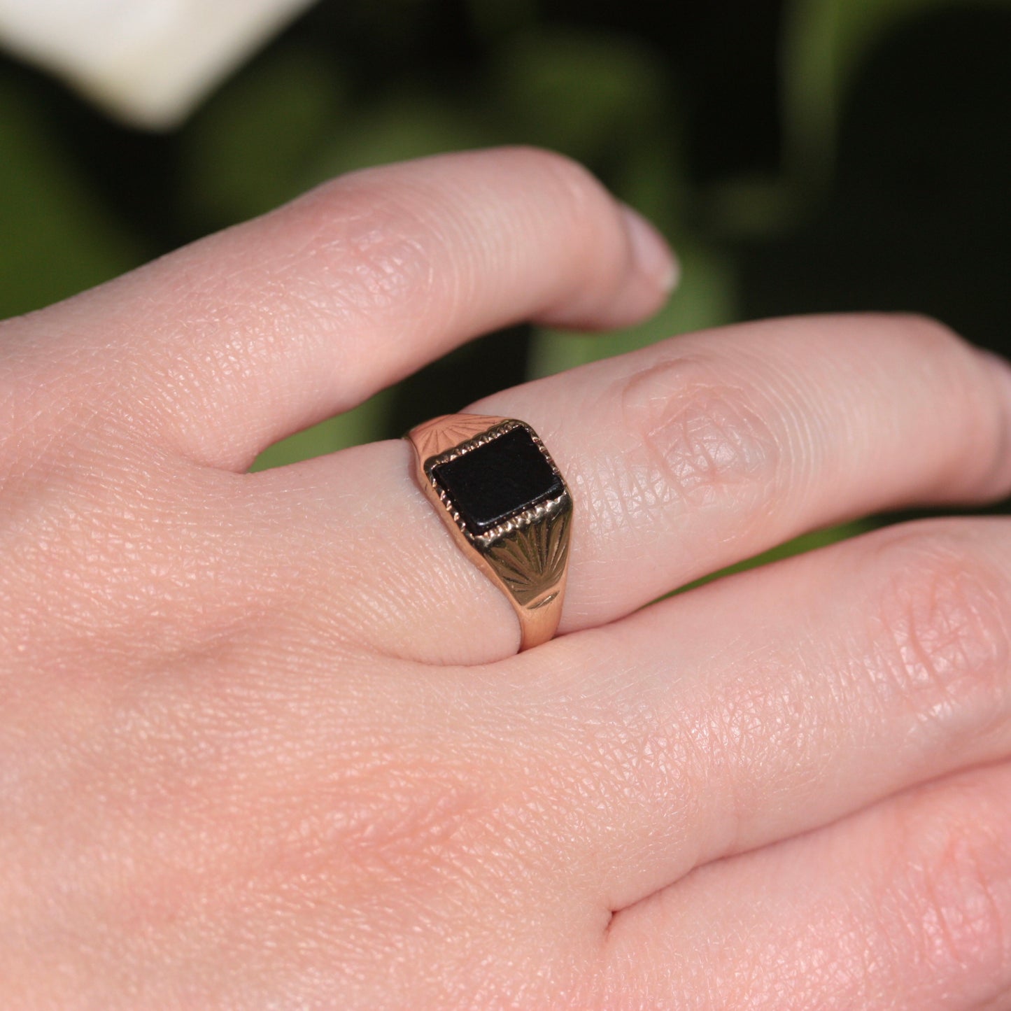 Vintage 9ct Gold and Onyx Signet Ring, 1985